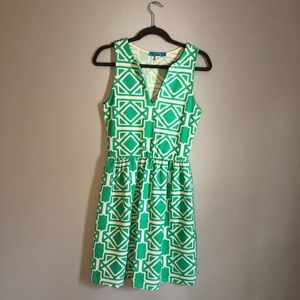 Green & White Patterned Dress